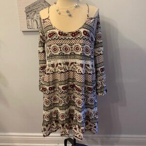 Bluenotes Boho Cold Shoulder Spaghetti Strap Summer Dress